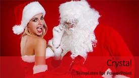  Presentation with santa - Colorful slide set enhanced with wishlist - portrait of happy santa claus backdrop and a crimson colored foreground