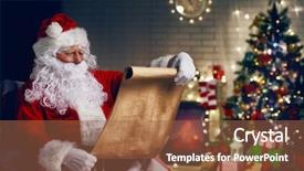  Presentation with santa claus holding scroll paper - Amazing presentation theme having wishlist - portrait of santa claus sitting backdrop and a tawny brown colored foreground