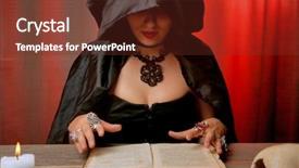  Presentation with fortune teller - PPT layouts with witch - fortune teller on color background and a tawny brown colored foreground