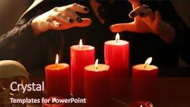  Presentation with fortune teller - PPT theme having witch - fortune teller with candles background and a wine colored foreground