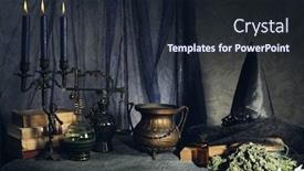  Presentation with accessories - Cool new presentation theme with witch accessories in dark room backdrop and a wine colored foreground