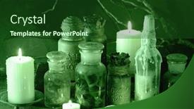  Presentation with apothecary jars - Slide deck consisting of witch-apothecary-jars-magic-potions background and a forest green colored foreground