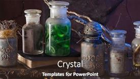  Presentation with apothecary jars - PPT theme having witch apothecary jars magic potions background and a tawny brown colored foreground