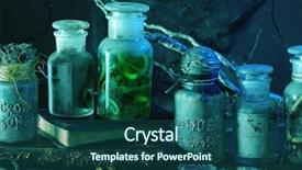 Presentation with apothecary jars - Audience pleasing PPT theme consisting of witch apothecary jars magic potions backdrop and a ocean colored foreground