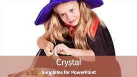  Presentation with halloween candy - Audience pleasing slide deck consisting of witch-little-girl-with-candy backdrop and a red colored foreground