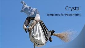  Presentation with sky blue - Presentation with witch-on-a-broomstick-against background and a teal colored foreground