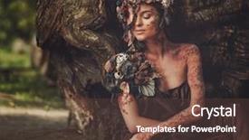  Presentation with magical - Slide deck with witch plants - nymph woman in a magical background and a tawny brown colored foreground
