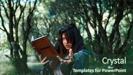  Presentation with book - Theme enhanced with witch reads book of spells background and a tawny brown colored foreground