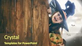  Presentation with witchcraft - PPT theme consisting of witchcraft - happy halloween cute little witch background and a tawny brown colored foreground