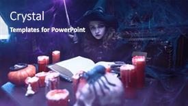  Presentation with magic-book - Presentation featuring witches-tales-halloween-a-beautiful background and a navy blue colored foreground