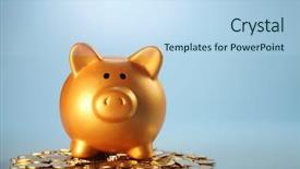  Presentation with bank - Presentation design featuring with the piggy bank background and a light blue colored foreground