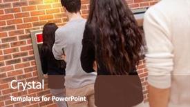  Presentation with atm - Audience pleasing presentation theme consisting of withdraw cash at an atm backdrop and a tawny brown colored foreground