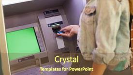  Presentation with atm - Presentation theme with withdrawing cash at an atm background and a  colored foreground