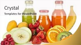  Presentation with juice - Beautiful PPT theme featuring withe - bottles juice with fresh berries backdrop and a white colored foreground