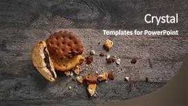 Presentation with few apple crumbs - Theme having withe - tasty cookies with crumbs background and a dark gray colored foreground