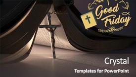  Presentation with open bible - PPT theme having witnesses god - easter message against crucifix propping background and a dark gray colored foreground