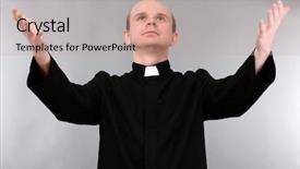  Presentation with baptism ceremony priest - Slide deck featuring witnesses god - priest on gray background background and a coral colored foreground