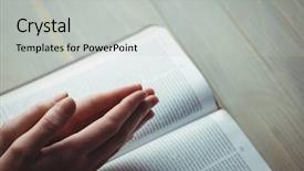  Presentation with god - PPT theme having witnesses god - woman praying with her bible background and a light gray colored foreground