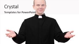  Presentation with god - Beautiful PPT theme featuring witnesses god - young priest isolated on white backdrop and a sky blue colored foreground