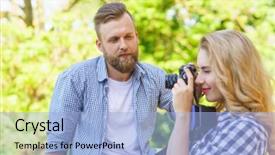  Presentation with man and woman divorce drawing - Cool new slide set with witnessing - man and woman having date backdrop and a light blue colored foreground