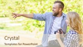  Presentation with camera - Slide deck having witnessing - man and woman having date background and a cream colored foreground