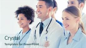  Presentation with hospital - Presentation design having wits - hospital profession people and medicine background and a sky blue colored foreground