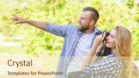  Presentation with man joined woman - Colorful PPT layouts enhanced with wits - man and woman having date backdrop and a  colored foreground