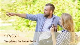  Presentation with camera - Cool new theme with wits - man and woman having date backdrop and a  colored foreground