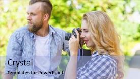  Presentation with man joined woman - Beautiful presentation featuring wits - man and woman having date backdrop and a light blue colored foreground
