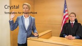  Presentation with court - Audience pleasing presentation design consisting of wits - witness taking an oath backdrop and a yellow colored foreground