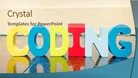  Presentation with coding - PPT theme with wits - word coding wit wooden letters background and a cream colored foreground