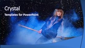  Presentation with flying doves temp plate - Audience pleasing theme consisting of fantasy wizard - girl in witch's hat flying backdrop and a  colored foreground