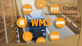  Presentation with management - Slide deck featuring wms - warehouse management system concept truck background and a yellow colored foreground