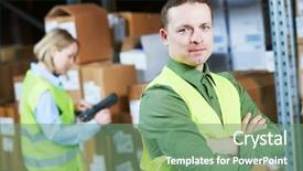  Presentation with barcode - Slides consisting of wms - warehouse management system worker background and a  colored foreground