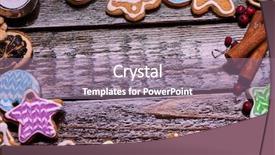  Presentation with gingerbread - Amazing PPT layouts having woden table and candel backdrop and a gray colored foreground