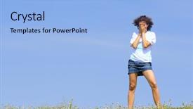  Presentation with teen girl - Presentation theme with woe - crying teen girl background and a light blue colored foreground