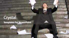  Presentation with upwards - Colorful presentation theme enhanced with woe - desperated professional raising his arms backdrop and a dark gray colored foreground