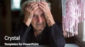  Presentation with sadness - Slide set with woe - elderly woman sitting background and a wine colored foreground