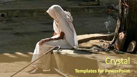  Presentation with elderly - Slides featuring woe - elderly woman background and a tawny brown colored foreground