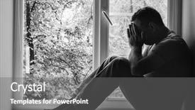  Presentation with black man - Slide deck with woe - handsome man sitting background and a gray colored foreground