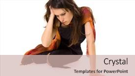  Presentation with despair - Cool new presentation design with woe - lonely woman in despair sitting backdrop and a  colored foreground