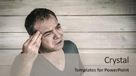  Presentation with old wite man and his music - Audience pleasing slide set consisting of woe - portrait of a worried man backdrop and a light gray colored foreground