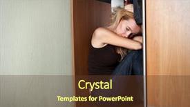  Presentation with closet - PPT theme having woe - sad woman sitting background and a tawny brown colored foreground