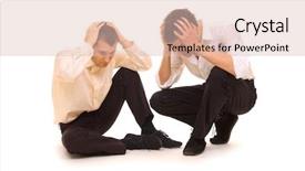  Presentation with sad lonely student sitting - Audience pleasing presentation design consisting of woe - two sad businessmen sitting backdrop and a lemonade colored foreground