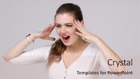  Presentation with white and black woman climbing ladders - PPT layouts featuring woe - woman in white dress shouts background and a soft green colored foreground