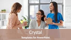  Presentation with people - Presentation theme enhanced with team wok - business and people concept background and a coral colored foreground