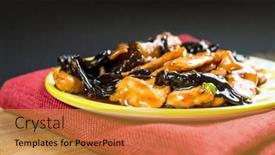  Presentation with fungus - Slides enhanced with wok-fried-chicken-with-black background and a gold colored foreground