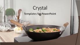  Presentation with rice - Slide deck having wok on electric cooker background and a light gray colored foreground