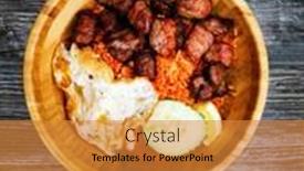  Presentation with soy sauce - Audience pleasing presentation consisting of wok-rice-cooked-with-soy backdrop and a gold colored foreground