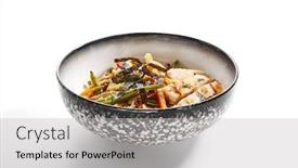  Presentation with food chicken - Colorful PPT layouts enhanced with wok-udon-with-vegetables backdrop and a light gray colored foreground